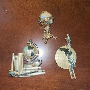 Gold Teacher Globe Brooch Pins